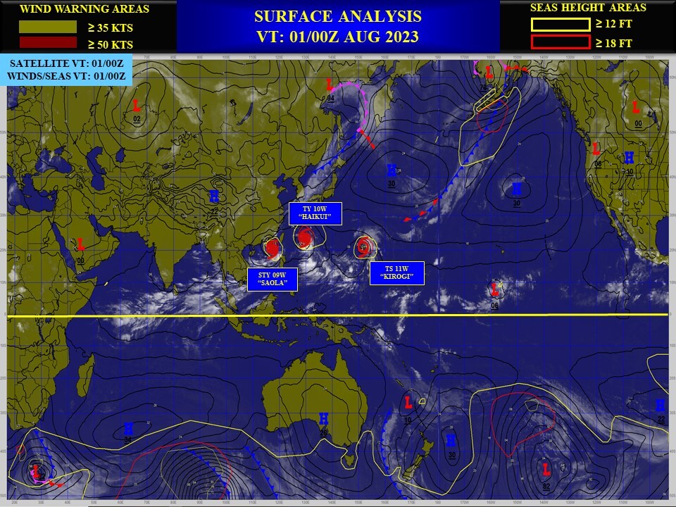 TY 09W(SAOLA) skirting Hong Kong within 24h//TY 10W(HAIKUI) to strike TAIWAN after 48h//TS 11W(KIROGI)//3 week GTHO maps//0103utc 