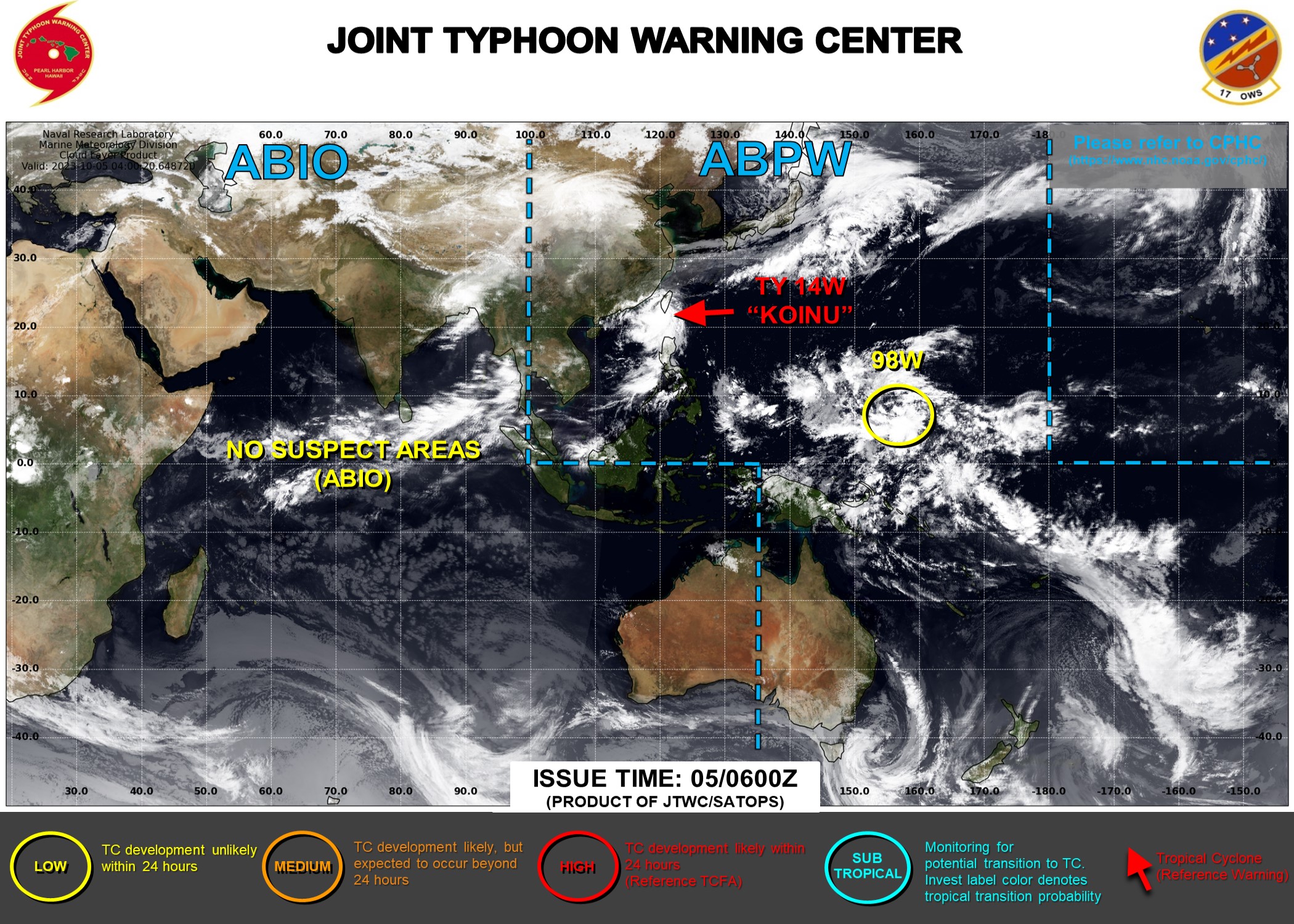 JTWC IS ISSUING 6HOURLY WARNINGS AND 3HOURLY SATELLITE BULLETINS ON TY 14W(KOINU).