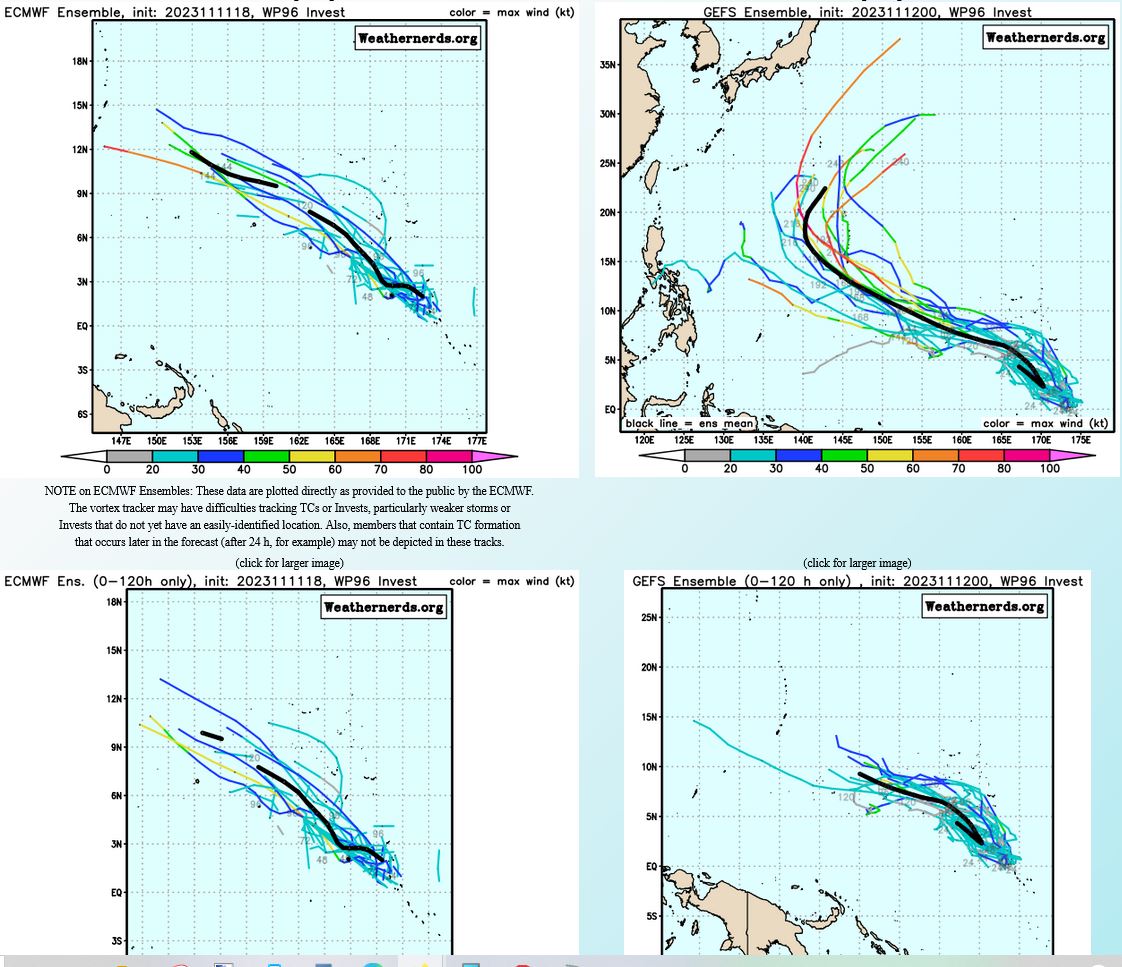 GLOBAL  NUMERICAL MODEL GUIDANCE IS IN FAIR AGREEMENT THAT 96W WILL CONTINUE  TO CONSOLIDATE AND FURTHER DEVELOP AS IT TRACKS WEST-NORTHWESTWARD  OVER THE NEXT 24 HOURS.