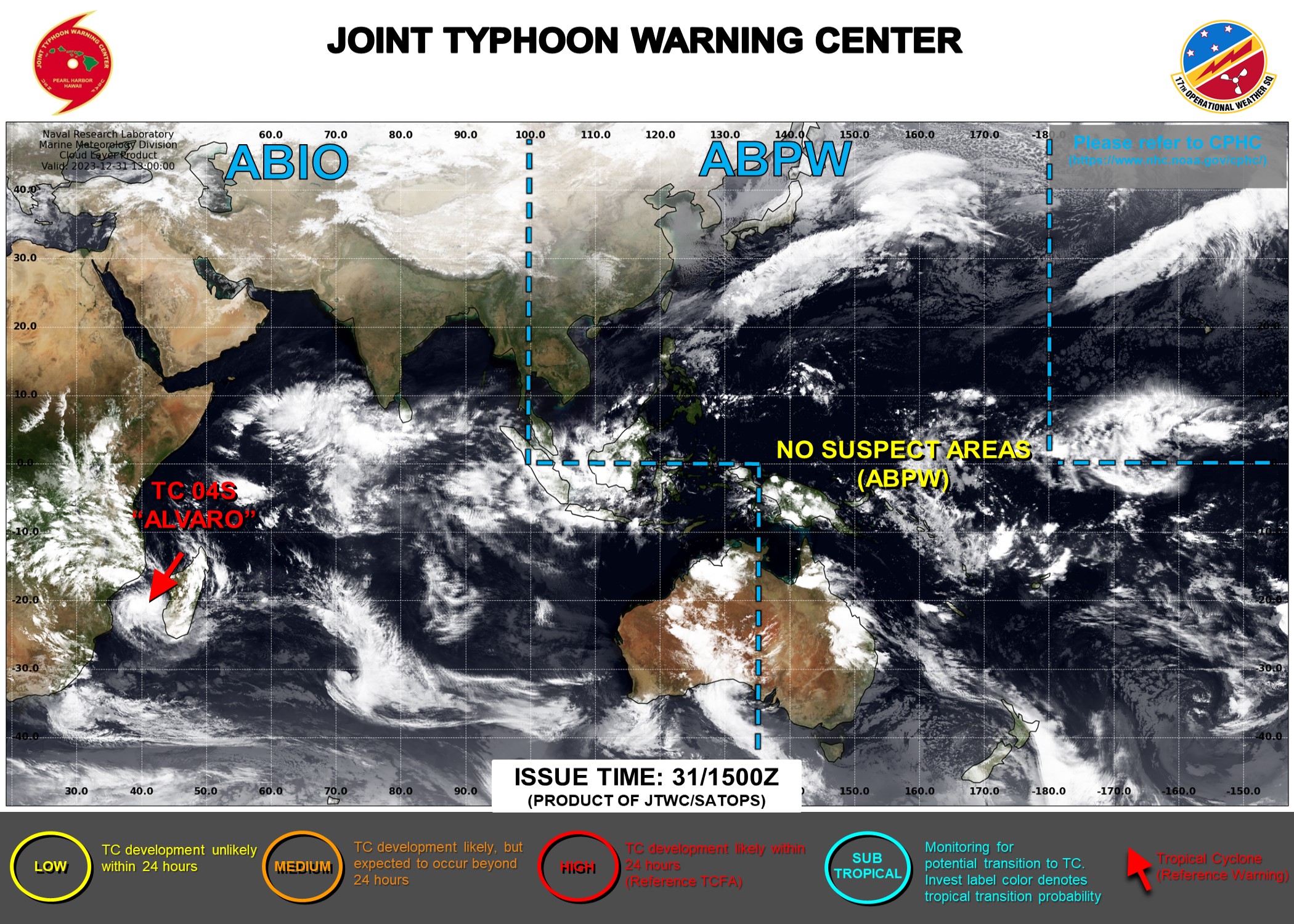 JTWC IS ISSUING 12HOURLY WARNINGS AND 3HOURLY SATELLITE BULLETINS ON TC 04S(ALVARO).