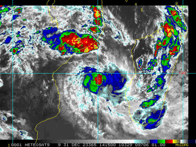 SATELLITE ANALYSIS, INITIAL POSITION AND INTENSITY DISCUSSION: TROPICAL CYCLONE (TC) 04S HAS CONSOLIDATED QUICKLY AS DEPICTED IN RECENT ANIMATED ENHANCED INFRARED (EIR) SATELLITE IMAGERY. EIR IMAGERY REVEALS A COMPACT, WELL-ORGANIZED CONVECTIVE CORE WITH THE BULK OF THE DEEP CONVECTION AND DEEP CONVECTIVE BANDING OVER THE EASTERN SEMICIRCLE. A 311122Z AMSR2 89 GHZ MICROWAVE IMAGE SHOWS DEEP CONVECTIVE BANDING OVER THE EASTERN SEMICIRCLE WRAPPING TIGHTLY INTO THE WESTERN QUADRANT WITH A WEAK MICROWAVE EYE FEATURE EVIDENT. THE AMSR2 37 GHZ IMAGERY INDICATES A BETTER-DEFINED MICROWAVE EYE FEATURE POSITIONED ABOUT 15 NM EAST-SOUTHEAST OF THE UPPER-LEVEL CIRCULATION CENTER. THE INITIAL POSITION IS PLACED WITH HIGH CONFIDENCE BASED ON THE AMSR2 IMAGERY. THE INITIAL INTENSITY OF 35 KTS IS ASSESSED WITH HIGH CONFIDENCE BASED ON THE HIGHER RANGE OF DVORAK INTENSITY ESTIMATES, CONSISTENT WITH THE WEAK, FORMATIVE MICROWAVE EYE FEATURE.
