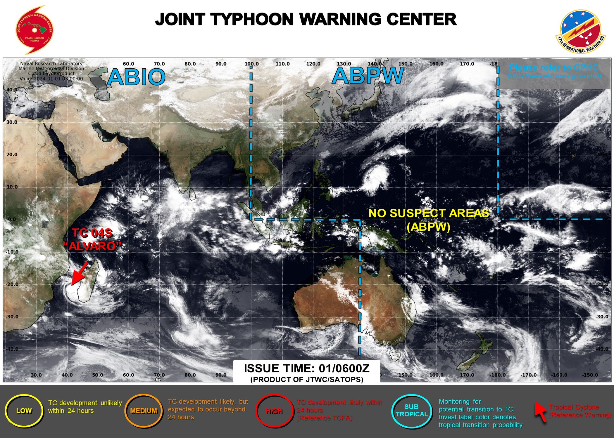 JTWC IS ISSUING 12HOURLY WARNINGS AND 3HOURLY SATELLITE BULLETINS ON TC 04S(ALVARO).