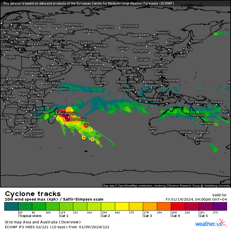 3 Week Tropical Cyclone Formation probability : Southern Hemisphere likely to be active// 1003utc