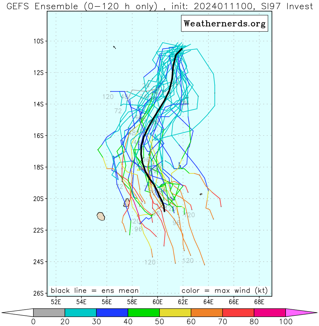 Invest 97S is expected to intensify next 72h  gradually approaching the Mascarene islands//1106utc