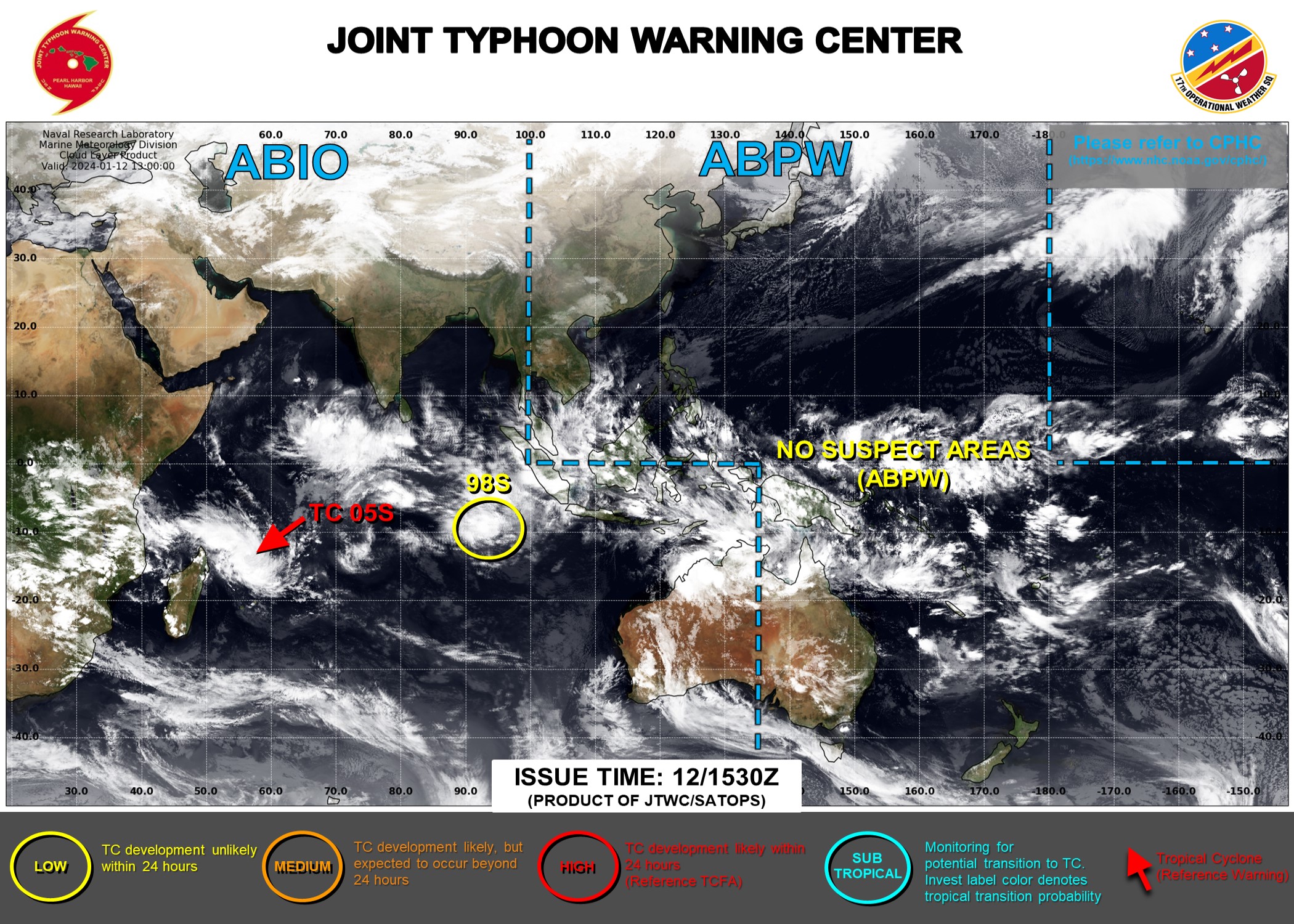JTWC IS ISSUING 12HOURLY WARNINGS AND 3HOURLY SATELLITE BULLETINS ON TC 05S.