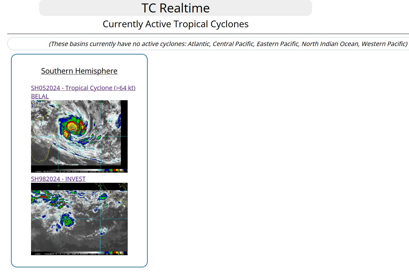 Intensifying TC 05S(BELAL) is forecast to hit REUNION island as a very dangerous CAT 3 US  by 36h// Invest 98S// 1403utc