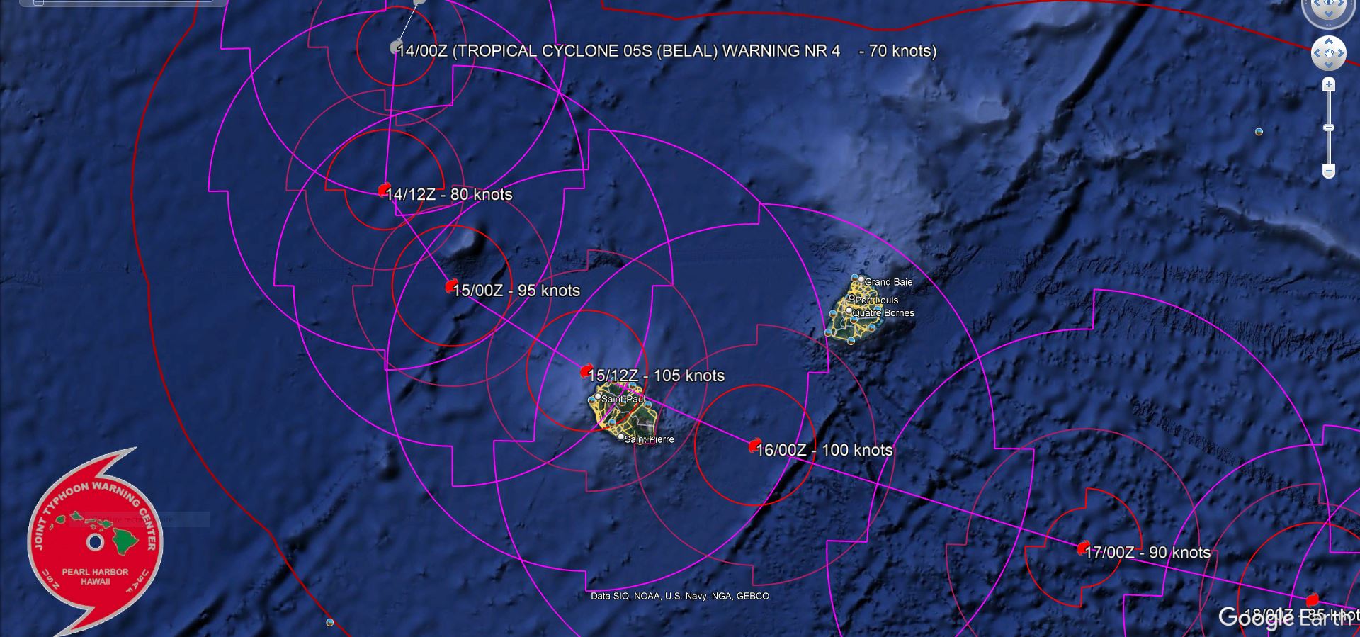 Intensifying TC 05S(BELAL) is forecast to hit REUNION island as a very dangerous CAT 3 US  by 36h// Invest 98S// 1403utc