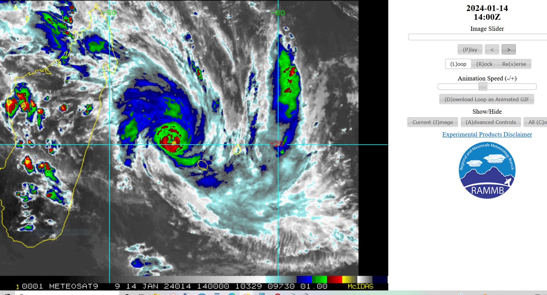 Intensifying TC 05S(BELAL) is forecast to track dangerously close to REUNION island(possibly over) by 24h// Invest 98S//Invest 99S//1415utc