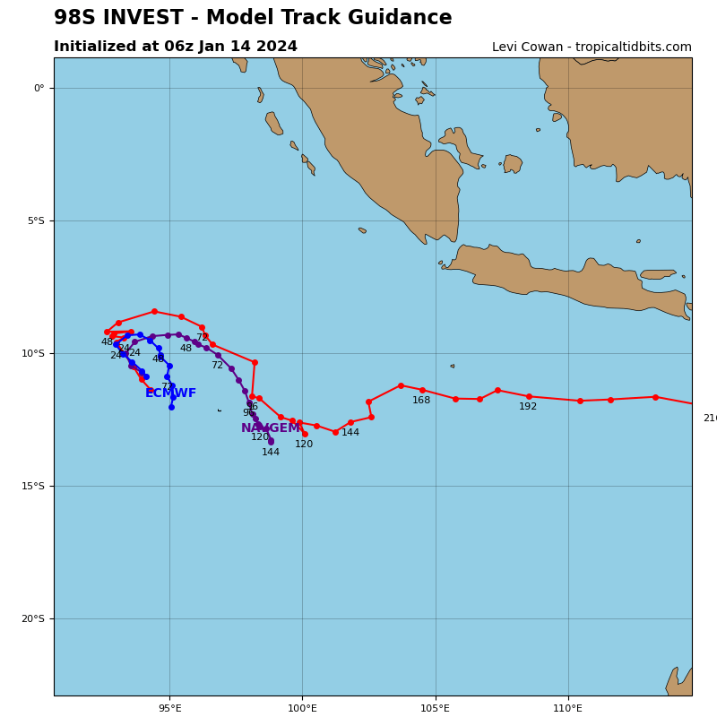 Intensifying TC 05S(BELAL) is forecast to track dangerously close to REUNION island(possibly over) by 24h// Invest 98S//Invest 99S//1415utc