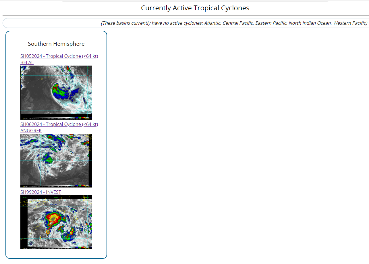 TC 05S(BELAL) and TC 06S(ANGGREK) up-dates// 1615utc