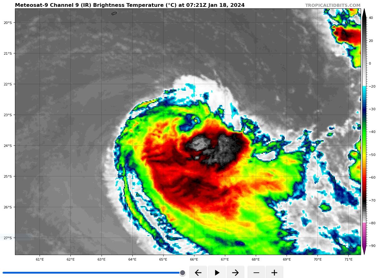 SATELLITE ANALYSIS, INITIAL POSITION AND INTENSITY DISCUSSION: ANIMATED MULTISPECTRAL SATELLITE IMAGERY (MSI) DEPICTS TC 05S (BELAL) WITH A PARTIALLY EXPOSED LOW-LEVEL CIRCULATION CENTER (LLCC) LOCATED JUST NORTH OF AN OBSERVABLE CONVECTIVE STRUCTURE BEING HEAVILY INFLUENCED BY A NORTHWESTERLY SHEAR COMPONENT. THE STORM HAS CREPT NORTHEASTWARD OVER THE LAST SIX HOURS, AS IT IS INCREASINGLY INFLUENCED BY THE STEERING RIDGES TO THE NORTHEAST AND SOUTH. THE INITIAL POSITION WAS IDENTIFIED WITH HIGH CONFIDENCE BY A 172246Z 37GHZ MICROWAVE PASS, INDICATING AN ASYMMETRIC AND SHALLOW EYE-LIKE FEATURE WITH DEEP, BUT ISOLATED CONVECTION JUST TO THE SOUTHEAST. THE INITIAL INTENSITY WAS ASSESSED WITH MEDIUM CONFIDENCE BASED ON PERSISTENCE AND SUSTAINED CONVECTIVE DEVELOPMENT WITH SUBJECTIVE AND OBJECTIVE FIXES LISTED BELOW. STRONG NORTHWESTERLY VERTICAL WIND SHEAR (VWS) WITH CONTINUOUS DRY-AIR ENTRAINMENT FROM THE WEST WILL CONTINUE TO DISSIPATE TC 05S THROUGH THE FORECAST PERIOD (TAU 48), DESPITE RELATIVELY WARM SEA SURFACE TEMPERATURES (SST) OF 26-28C.