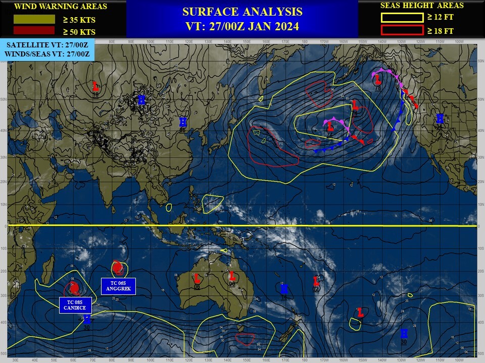 Intense TC 06S(ANGGREK) peaking at CAT 4 US within 36h//TC 08S(CANDICE) Final Warning//ECMWF 10 Day Stom Tracks//2709utc