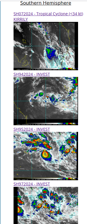 Tropical Cyclone Formation Alert issued for INVEST 95P//INVEST 94P//INVEST 97P//07P(KIRRILY overland remnants// 0509utc