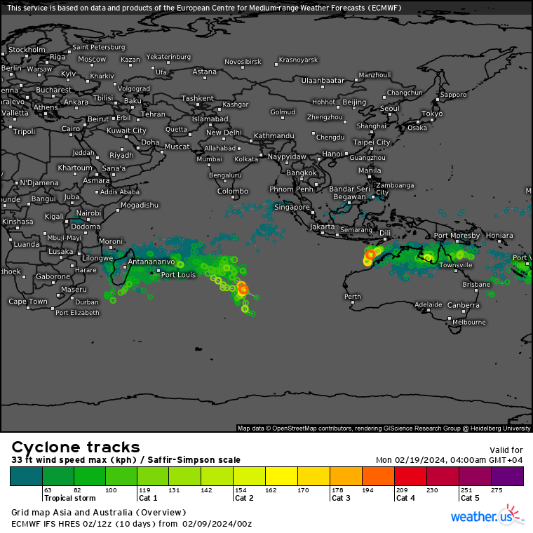 TC 12P//Remnants of TC 11P(OSAI)// 10P(NAT) Subtropical// INVEST 90S// 10 DAY ECMWF Storm Tracks//0909utc