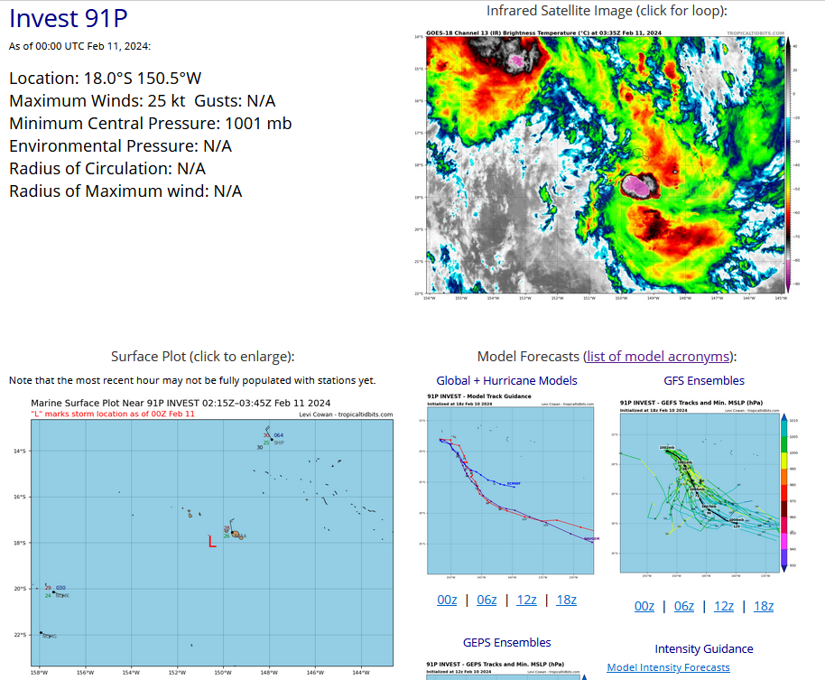 TC 12P// INVEST 90S// INVEST 91P//10 DAY ECMWF Storm Tracks// 1103utc