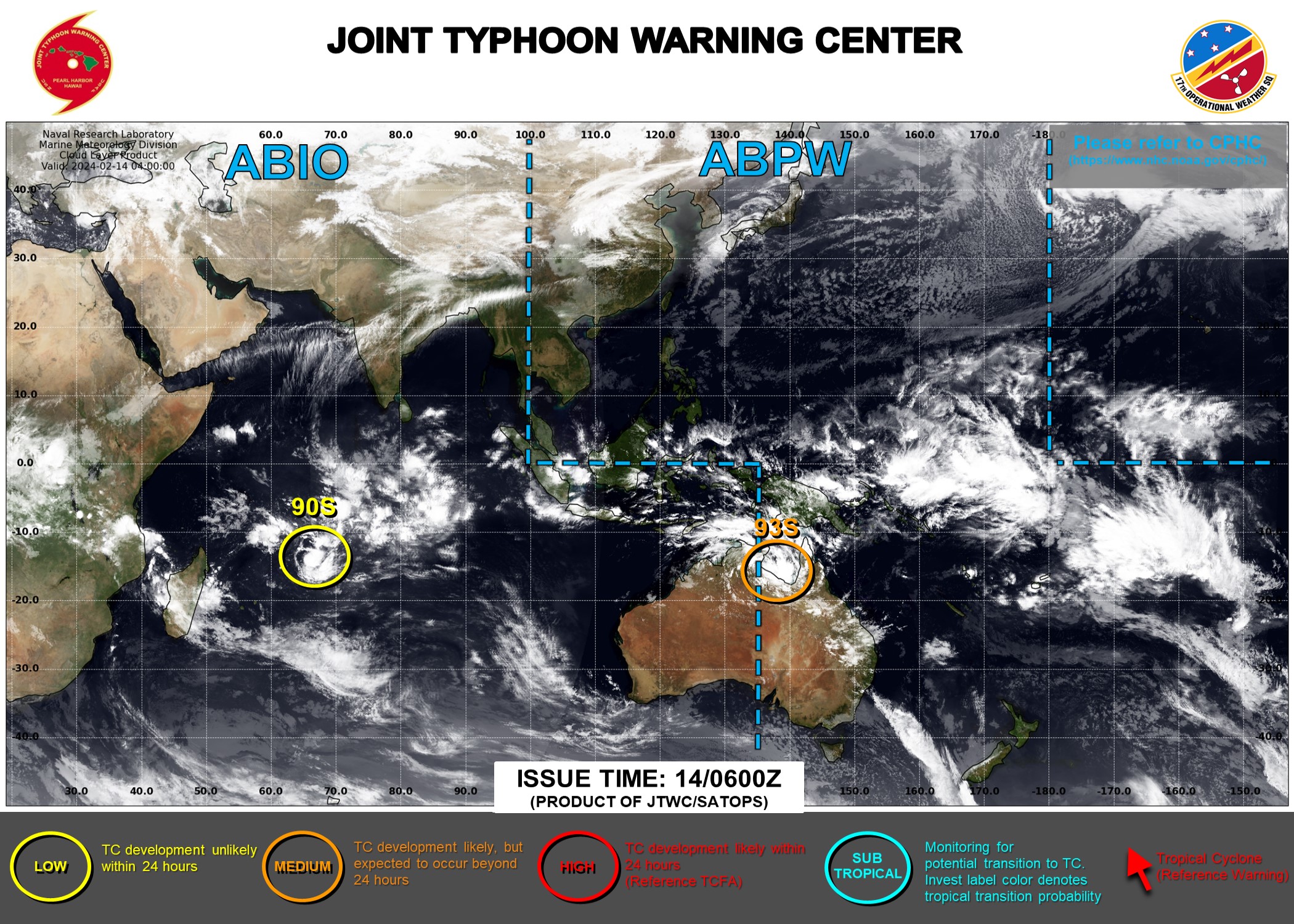 JTWC IS ISSUING 3HOURLY SATELLITE BULLETINS ON INVEST 90S AND ON INVEST 93S.
