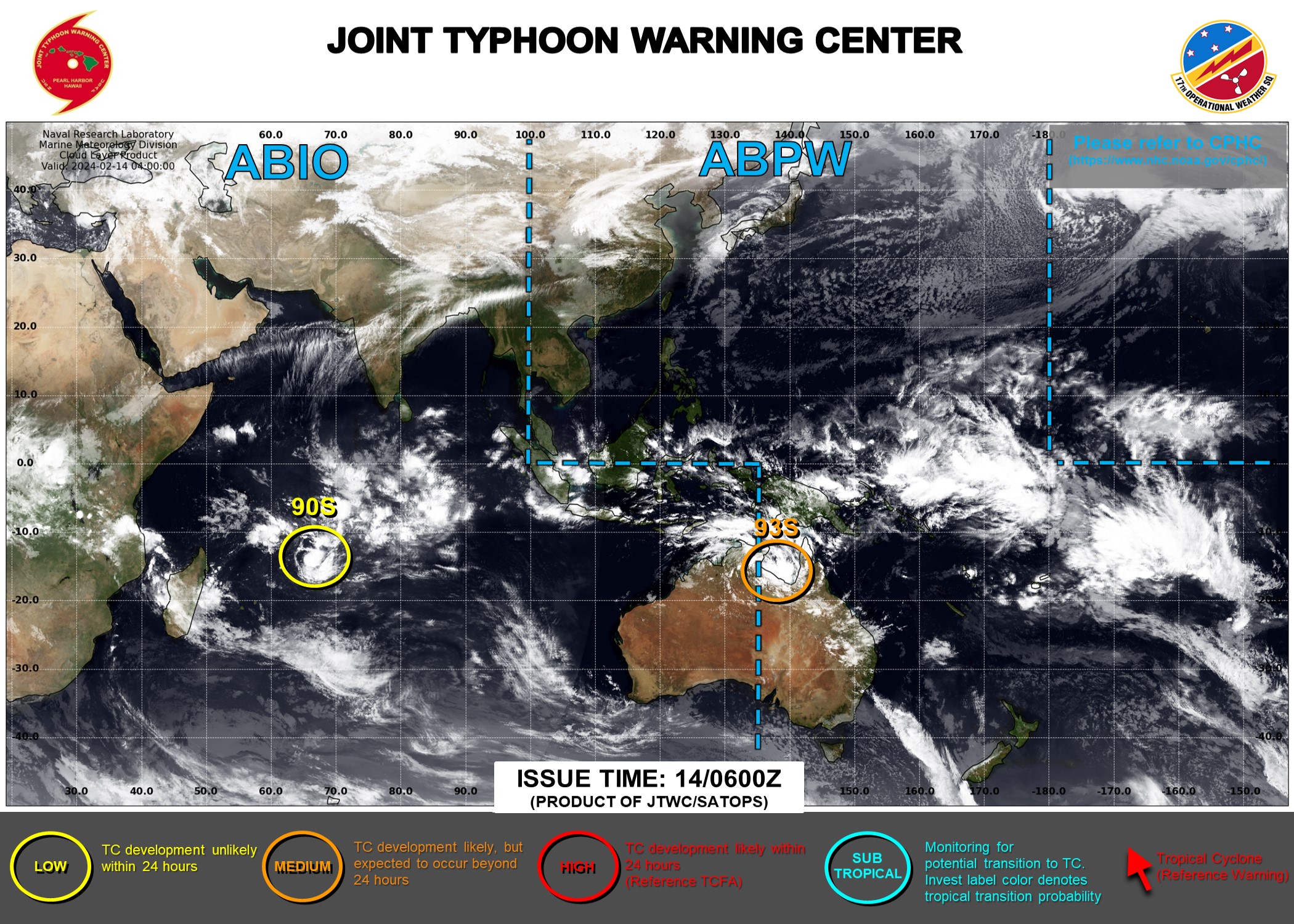 JTWC IS ISSUING 3HOURLY SATELLITE BULLETINS ON INVEST 90S AND ON INVEST 93S.
