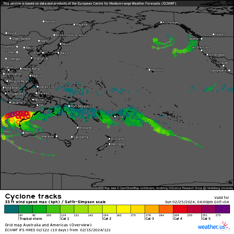 TC 13S(DJOUNGOU) Rapid Intensification possible// TC 14P// TC 15P/ 10 Day ECMWF Storm Tracks// 1603utc TC 13S(DJOUNGOU) Rapid Intensification possible// TC 14P// TC 15P/ 10 Day ECMWF Storm Tracks// 1603utc