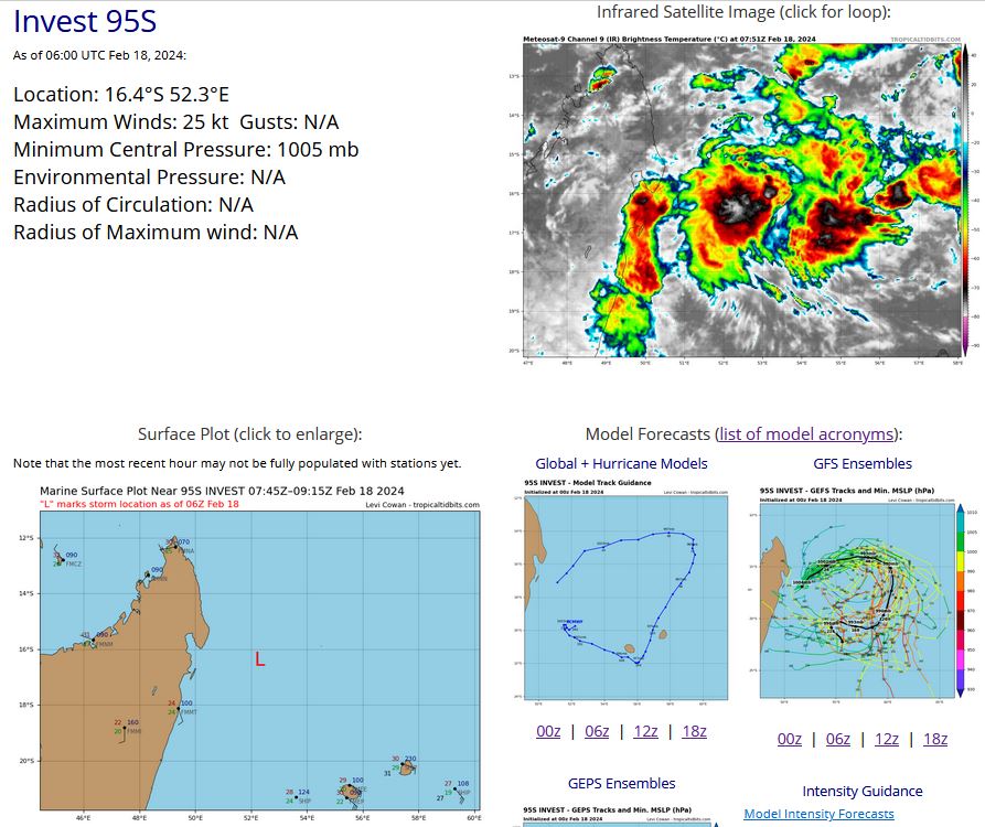 TC 13S(DJOUNGOU) peaks as a powerful CAT 4 US//TCFA issued for INVEST 95S//10 Day ECMWF Storm Tracks//1809utc