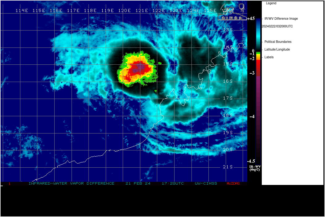 FORECAST REASONING.  SIGNIFICANT FORECAST CHANGES: THIS INITIAL REGENERATED PROGNOSTIC REASONING MESSAGE ESTABLISHES THE FORECAST PHILOSOPHY.  FORECAST DISCUSSION: TC 14P IS CURRENTLY TRACKING SOUTHWESTWARD ALONG THE NORTHERN PERIPHERY OF THE SUBTROPICAL RIDGE THAT IS PLACED OVER WESTERN AUSTRALIA. IT WILL CONTINUE ALONG THIS TRACK UNTIL AROUND TAU 24, WHEN THE STR REORIENTS TO A NORTH-SOUTH ORIENTATION, ALLOWING FOR TC 14P TO TURN SOUTHWARD. AROUND TAU 60, TC 14 IS FORECASTED TO MAKE LANDFALL, JUST WEST OF LEARMONTH. TC 14P WILL THEN MAKE A SOUTHEASTWARD TURN TOWARDS INLAND AUSTRALIA AND DISSIPATE BY TAU 96. THE INTENSITY FORECAST FOLLOWS A CLIMATOLOGICAL INTENSIFICATION THROUGH TAU 48 DUE TO A FAVORABLE, BUT NOT HIGHLY FAVORABLE ENVIRONMENT, WITH WARM SEA SURFACE TEMPERATURES AND MODERATE OUTFLOW ALOFT OFFSET BY MODERATE TO HIGH (20-30 KTS) MID-LEVEL SHEAR AND SOME DRY AIR ENTRAINMENT. AROUND TAU 48 TC 14P IS FORECASTED TO REACH ITS PEAK INTENSITY OF 50 KTS. AFTER TAU 48, THE SYSTEM QUICKLY MAKES LANDFALL AND DISSIPATES DUE TO LAND INTERACTION NO LATER THAN TAU 96.