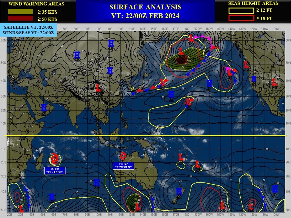 TC 16S(ELEANOR) peaking within 12H tracking East of MAURITIUS// TC 14P(LINCOLN) intensifying gradually next 36H//2203utc