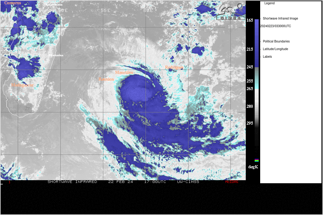 SATELLITE ANALYSIS, INITIAL POSITION AND INTENSITY DISCUSSION: ANIMATED ENHANCED INFRARED (EIR) SATELLITE IMAGERY DEPICTS TROPICAL CYCLONE (TC) 16S (ELEANOR) EXPERIENCING SIGNIFICANT VERTICAL WIND SHEAR (VWS) FROM THE NORTHWEST, RESULTING IN FLARING CONVECTION BEING PUSHED OFF TO THE SOUTHEAST OF THE LOWER LEVEL CIRCULATION CENTER (LLCC). ANALYSIS OF EARLIER SSMIS MICROWAVE IMAGERY SUGGESTS A MODERATE AMOUNT OF VORTEX TILT IN THE SAME DIRECTION. DRY AIR ENTRAINMENT FROM THE NORTHWEST CONTRIBUTES TO A UNFAVORABLE  ENVIRONMENT AS IT CONTINUES TO ENGULF THE SYSTEM. FAVORABLE OUTFLOW  ENCOURAGED BY A JET MAXIMUM TO THE SOUTHWEST AND FAVORABLE SEA SURFACE  TEMPERATURES OF 27-28C, ARE OFFSETTING THE STRONG (30 KNOTS OR  GREATER) NORTHWESTERLY SHEAR, PREVENTING RAPID DEGRADATION OF THE  SYSTEM AT THE MOMENT. THE INITIAL POSITION WAS ASSESSED WITH LOW  CONFIDENCE USING SHORTWAVE INFRARED (SWIR) IMAGERY, PARTIALLY  REVEALING AN LLCC ON THE NORTHWEST EDGED OF THE CIRRUS SHIELD. THE  INITIAL INTENSITY WAS ALSO ASSESSED WITH LOW CONFIDENCE, BASED ON SUBJECTIVE AND OBJECTIVE FIXES LISTED BELOW.
