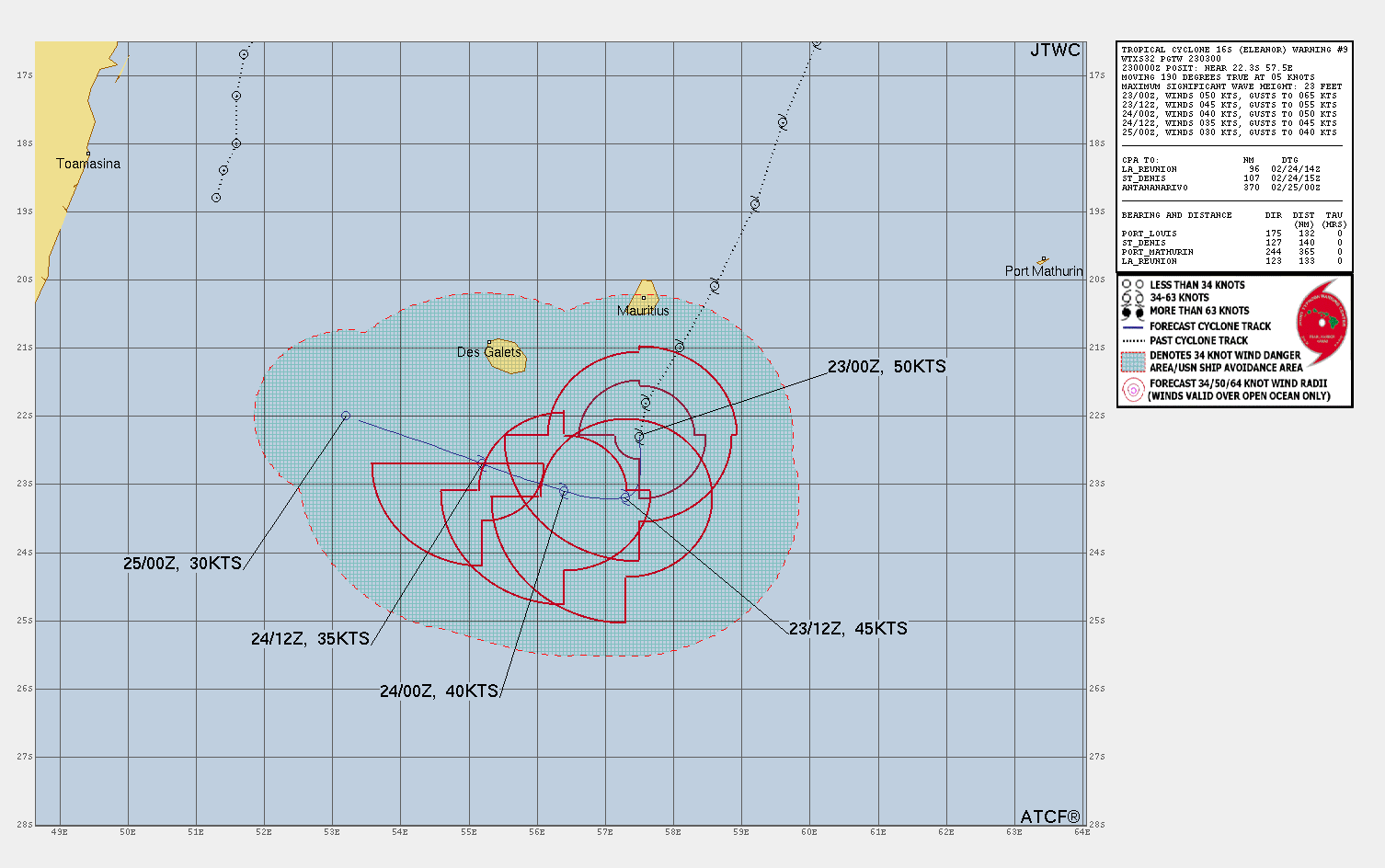 FORECAST REASONING.  SIGNIFICANT FORECAST CHANGES: TC 16S IS ANTICIPATED TO FULLY DISSIPATE TO 30KTS BY TAU 48.   FORECAST DISCUSSION: TC 16S IS FORECAST TO TRACK TO THE SOUTH-SOUTHWEST AS IT SLOWS TO 5KTS OVER THE NEXT 12 HOUR AS THE VORTEX SHALLOWS OUT DUE TO STRONG NORTHWESTERLY SHEAR AND IT IS ENGULFED BY DRY AIR ABOVE 700MB. ONCE THE DECOUPLING PROCESS IS COMPLETE AROUND TAU 12, AND THE VORTEX BECOMES SHALLOWER, IT IS EXPECTED TO COMMENCE A WEST-NORTHWESTERLY TRACK AS IT COMES UNDER THE INFLUENCE OF A LOWER-LEVEL RIDGE TO THE SOUTHWEST. A GENERAL WEST-NORTHWEST TRACK MOTION IS ANTICIPATED THROUGH THE END OF THE FORECAST PERIOD. THE SYSTEM INTENSITY IS EXPECTED TO STEADILY DECLINE FROM 50KTS, TO 30 KNOTS OR LESS BY TAU 48 AS A RESULT OF THE SIGNIFICANT VWS AND LARGE AMOUNTS OF DRY AIR COMPLETELY WRAPPING INTO THE SYSTEM.