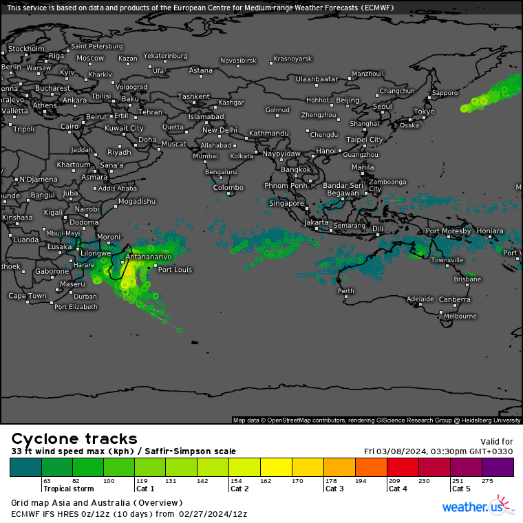INVEST 99S// 10 Day ECMWF Storm Tracks// 3 Week Tropical Cyclone Formation Probability// 2800utc