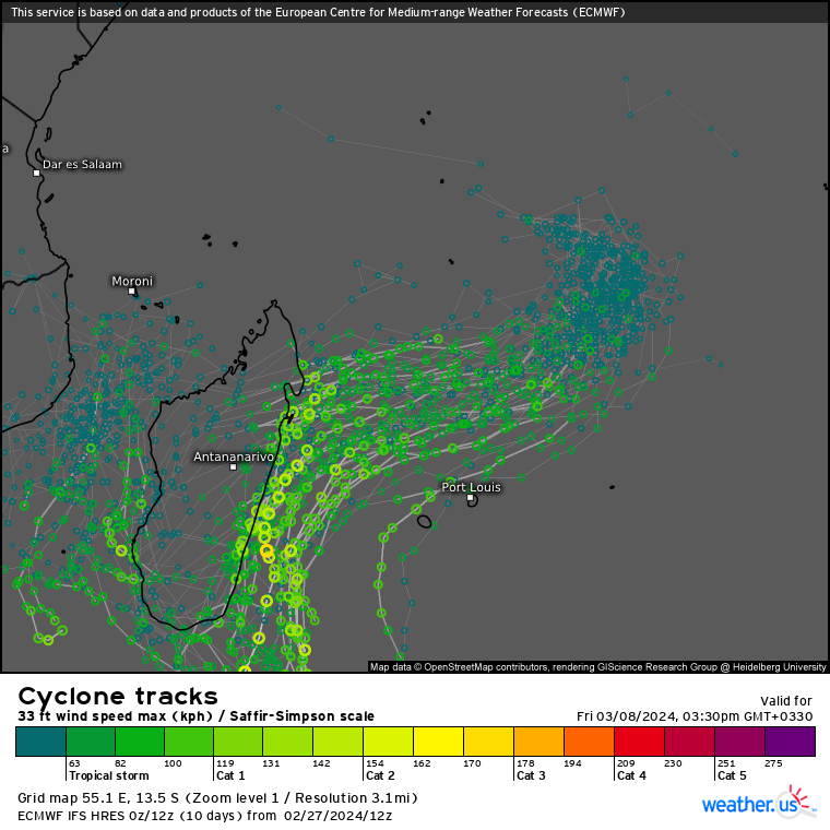 INVEST 99S// 10 Day ECMWF Storm Tracks// 3 Week Tropical Cyclone Formation Probability// 2800utc