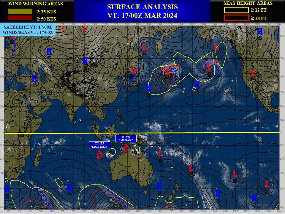 TC 19P(MEGAN) to peak within 12/24H at CAT 2 US crossing the Pellew Group within 24H//TC 18S struggling// 