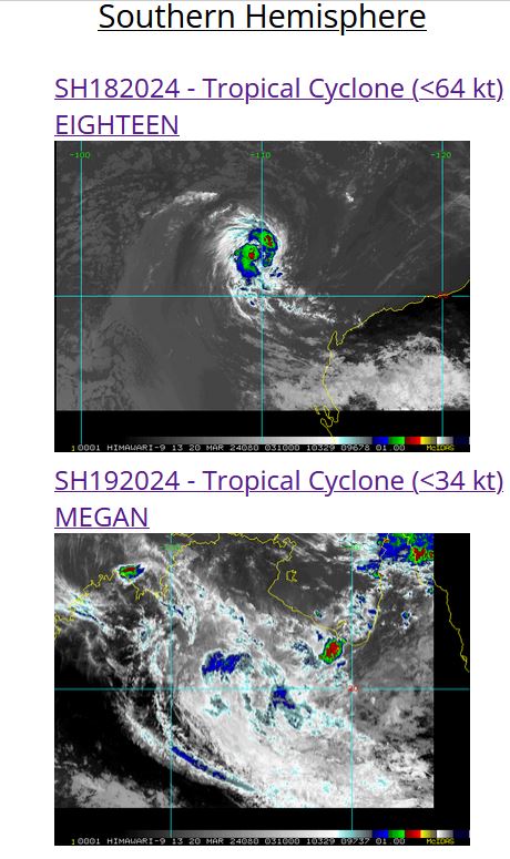 TC 18S forecast to reach CAT 1 US within 48H//TC 19P(MEGAN) remnants over-land // 3 Week TC Formation Probability//2003utc