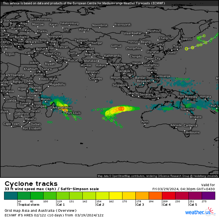 TC 18S forecast to reach CAT 1 US within 48H//TC 19P(MEGAN) remnants over-land // 3 Week TC Formation Probability//2003utc