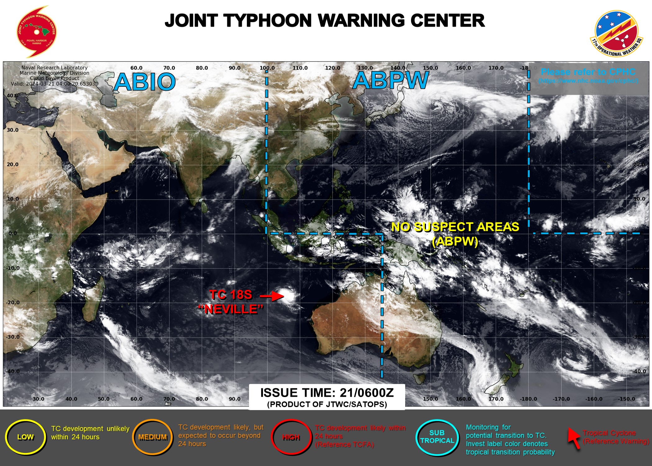 JTWC IS ISSUING 6HOURLY WARNINGS AND 3HOURLY SATELLITE BULLETINS ON TC 18S
