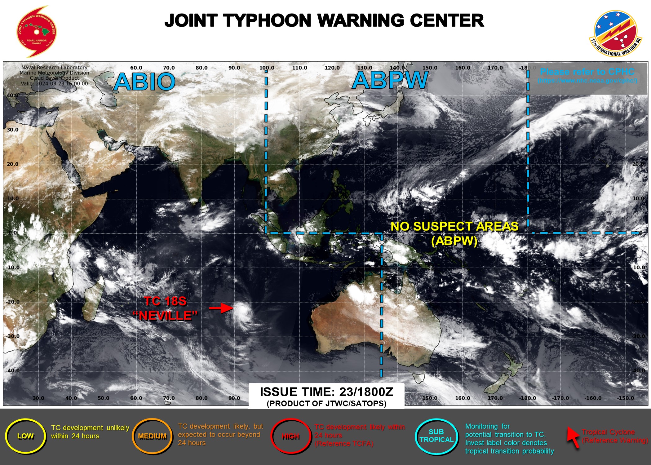 JTWC IS ISSUING 12HOURLY WARNINGS AND 3HOURLY SATELLITE BULLETINS ON TC 18S