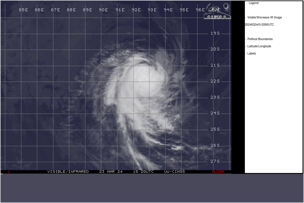 SATELLITE ANALYSIS, INITIAL POSITION AND INTENSITY DISCUSSION: ANIMATED ENHANCED INFRARED SATELLITE IMAGERY (EIR) SHOWS A RAPIDLY DECAYING SYSTEM WITH THE CENTRAL CONVECTION SHEARED SOUTHWARD OF THE LOW LEVEL CIRCULATION (LLC), AND ITS UNRAVELING CONVECTIVE CLOUD TOPS HAVE WARMED SIGNIFICANTLY. THE EIR LOOP ALSO SHOWS COLD AIR  STRATOCUMULUS CLOUD LINES CONTINUE TO INTRUDE AND WRAP TOWARD THE LLC.  THE INITIAL POSITION IS PLACED WITH HIGH CONFIDENCE BASED ON A DEFINED  MICROWAVE LLC IN THE 232336Z SSMIS IMAGE SUITE. THE INITIAL POSITION IS  ALSO PLACED WITH HIGH CONFIDENCE BASED ON OVERALL ASSESSMENT OF AGENCY  AND OBJECTIVE DVORAK ESTIMATES AND REFLECT THE RAPID DECAY. ANALYSIS  INDICATES THE ENVIRONMENT HAS BECOME HIGHLY UNFAVORABLE MAINLY DUE TO  THE COMBINED EFFECTS OF STRONG VWS, LOW LEVEL COLD AIR INTRUSION, AND  COOLING SST. SATELLITE ANALYSIS, INITIAL POSITION AND INTENSITY DISCUSSION: ANIMATED ENHANCED INFRARED SATELLITE IMAGERY (EIR) SHOWS A RAPIDLY DECAYING SYSTEM WITH THE CENTRAL CONVECTION SHEARED SOUTHWARD OF THE LOW LEVEL CIRCULATION (LLC), AND ITS UNRAVELING CONVECTIVE CLOUD TOPS HAVE WARMED SIGNIFICANTLY. THE EIR LOOP ALSO SHOWS COLD AIR  STRATOCUMULUS CLOUD LINES CONTINUE TO INTRUDE AND WRAP TOWARD THE LLC.  THE INITIAL POSITION IS PLACED WITH HIGH CONFIDENCE BASED ON A DEFINED  MICROWAVE LLC IN THE 232336Z SSMIS IMAGE SUITE. THE INITIAL POSITION IS  ALSO PLACED WITH HIGH CONFIDENCE BASED ON OVERALL ASSESSMENT OF AGENCY  AND OBJECTIVE DVORAK ESTIMATES AND REFLECT THE RAPID DECAY. ANALYSIS  INDICATES THE ENVIRONMENT HAS BECOME HIGHLY UNFAVORABLE MAINLY DUE TO  THE COMBINED EFFECTS OF STRONG VWS, LOW LEVEL COLD AIR INTRUSION, AND  COOLING SST.