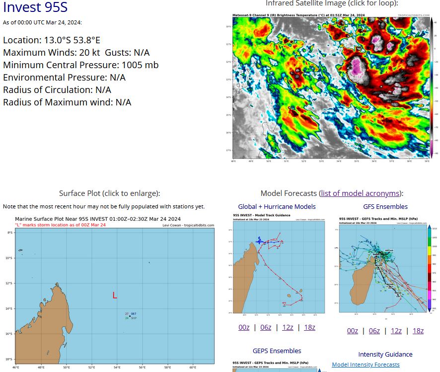 TC 18S(NEVILLE) rapidly weakening//INVEST 95S// ECMWF 10 Day Storm Tracks// 2403utc TC 18S(NEVILLE) rapidly weakening//INVEST 95S// ECMWF 10 Day Storm Tracks// 2403utc