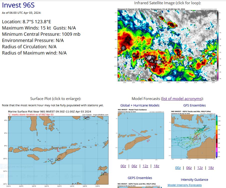 INVEST 96S// ECMWF 10 Day Storm Tracks// 3 Week TC Formation Probability// 0309utc INVEST 96S// ECMWF 10 Day Storm Tracks// 3 Week TC Formation Probability// 0309utc