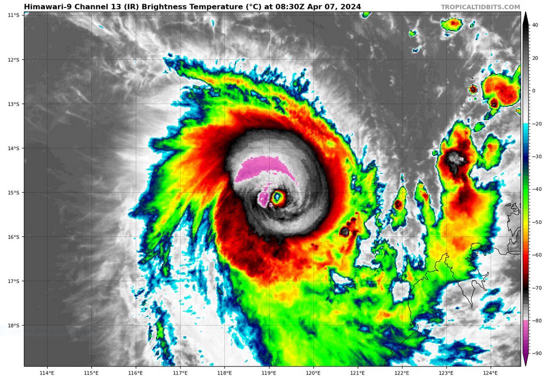 TC 21S(OLGA) reaches CAT 3 US still intensifying// ECMWF 10 Day Storm Tracks// 0709utc TC 21S(OLGA) reaches CAT 3 US still intensifying// ECMWF 10 Day Storm Tracks// 0709utc