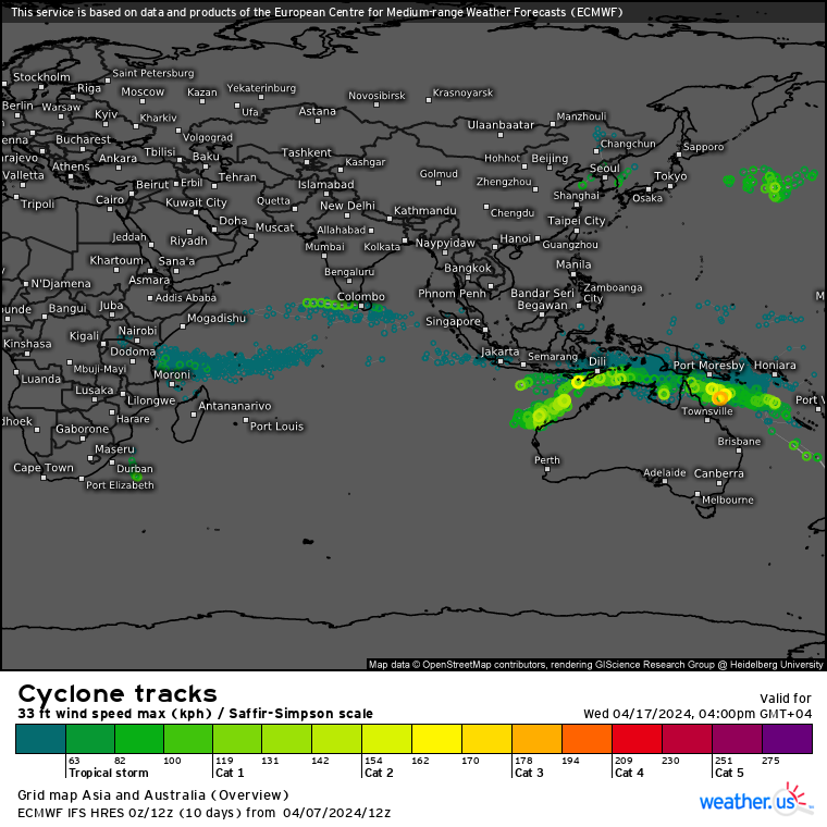 TC 21S(OLGA) peaked as a powerful CAT 4 US// ECMWF 10 Day Storm Tracks// 0803utc