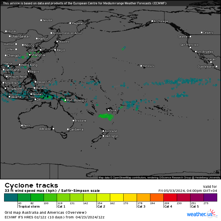 ECMWF 10 Day Storm Tracks// 3Week TC Formation Probability// 2403utc