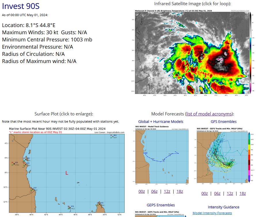 INVEST 90S Tropical Cyclone Formation Alert//ECMWF 10 Day Storm Tracks//3 Week TC Formation Probability//0103utc