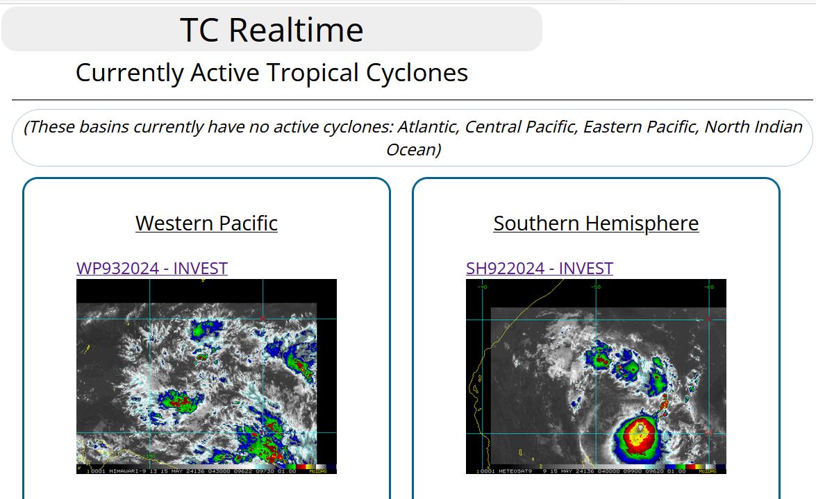 INVEST 93W// INVEST 92S// 10 Day ECMWF Storm Tracks// 3 Week TC Formation Probability// 1503utc