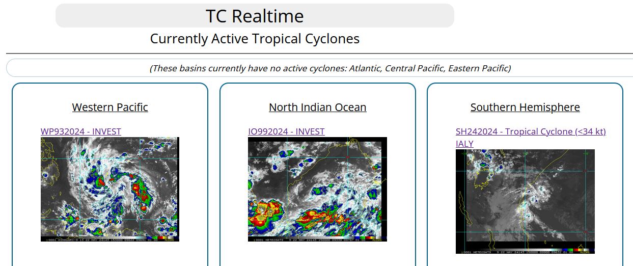 INVEST 93W TCFA// TC 24S(IALY) peaked at Typhoon Intensity//INVEST 99B//TC 25S short-lived//10 Day ECMWF Storm Tracks// 3 Week TC Formation Probability//2215utc 