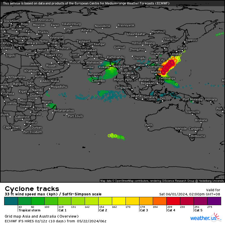 INVEST 93W TCFA// TC 24S(IALY) peaked at Typhoon Intensity//INVEST 99B//TC 25S short-lived//10 Day ECMWF Storm Tracks// 3 Week TC Formation Probability//2215utc 