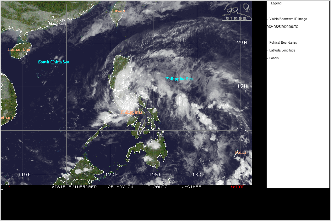 SATELLITE ANALYSIS, INITIAL POSITION AND INTENSITY DISCUSSION: ANIMATED ENHANCED INFRARED (EIR) SATELLITE IMAGERY DEPICTS PERSISTENT CONVECTION OBSCURING THE LOW-LEVEL CIRCULATION CENTER (LLCC) WITH CONVECTIVE BANDS WRAPPING IN FROM BOTH THE NORTHWEST AND SOUTHEAST. THE INITIAL POSITION IS PLACED WITH HIGH CONFIDENCE BASED ON RADAR IMAGERY DEPICTING THE CIRCULATION IN THE VICINITY OF BOHOL ISLAND, PHILIPPINES. THE INITIAL INTENSITY OF 35 KTS IS ASSESSED WITH HIGH CONFIDENCE BASED ON THE AGENCY AND OBJECTIVE FIXES LISTED BELOW.