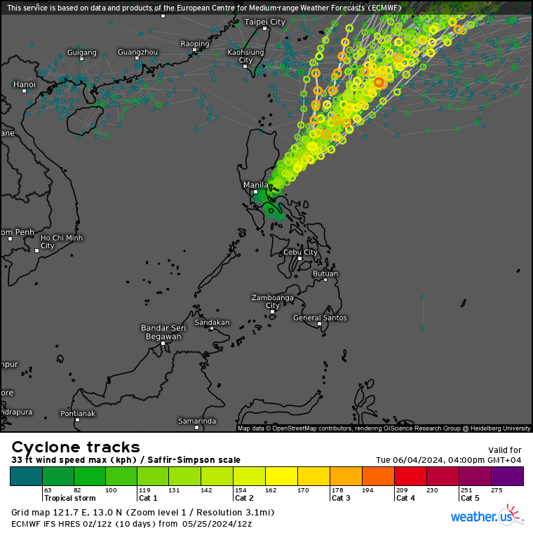 TS 01W forecast to reach Typhoon Intensity within 48h//TC 01B(REMAL) intensifying to make landfall by 24h//10 Day ECMWF Storm Tracks//2521utc