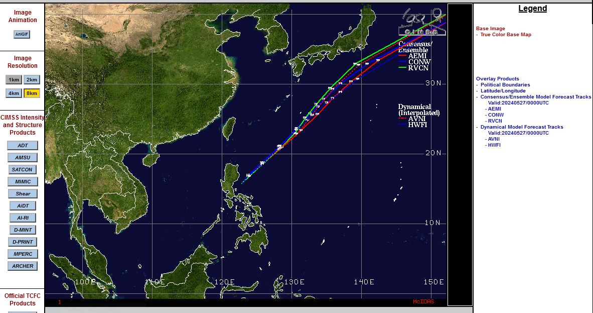 MODEL DISCUSSION: GLOBAL NUMERICAL MODEL GUIDANCE EXHIBITS GOOD TRACK AGREEMENT, WITH A CROSS-TRACK SPREAD OF 128NM AT TAU 72 WITH THE EXCEPTION OF JAPANESE GLOBAL SPECTRAL MODEL SHOWING A SLIGHTLY MORE EASTERLY TRACK. BEYOND TAU 72, MODELS DIVERGE MAINLY IN REGARD TO SPEED ASSESSMENT, WITH A 415NM ALONG-TRACK SPREAD BY TAU 120 BETWEEN NAVGEM AND ECMWF ENSEMBLE MEAN. MODEL GUIDANCE EXHIBITS GOOD AGREEMENT ON INTENSITY, SHOWING INTENSIFICATION TO A PEAK OF 105 KTS AT TAU 24. FOLLOWING A BRIEF SUSTAINMENT PERIOD TO TAU 36, A WEAKENING TREND ONSETS AS THE ENVIRONMENT BECOMES UNFAVORABLE.  RAPID INTENSIFICATION (RI) AIDS HAVE DECREASED IN PROBABILITY OF OCCURRENCE, WITH ONE CAVEAT FOR COAMPS TC, WHICH IS ASSESSING RI PROBABILITY AT 40 PERCENT LIKELIHOOD OF OCCURRENCE BETWEEN TAU 12 AND  TAU 36.