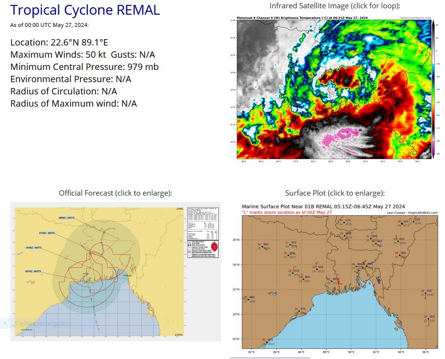 Typhoon 01W(EWINIAR) +45knots last 24h to peak at CAT 3 US within 24h//TC 01B(REMAL) landfall//10 Day ECWMF Storm Tracks//2706utc