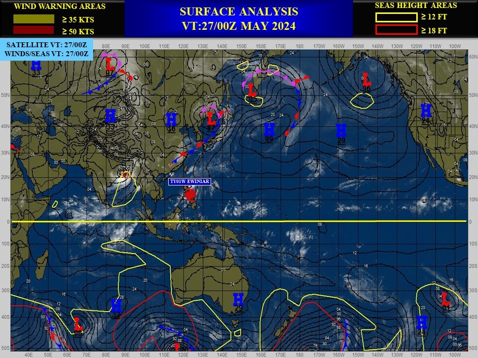 Typhoon 01W(EWINIAR) +45knots last 24h to peak at CAT 3 US within 24h//TC 01B(REMAL) landfall//10 Day ECWMF Storm Tracks//2706utc
