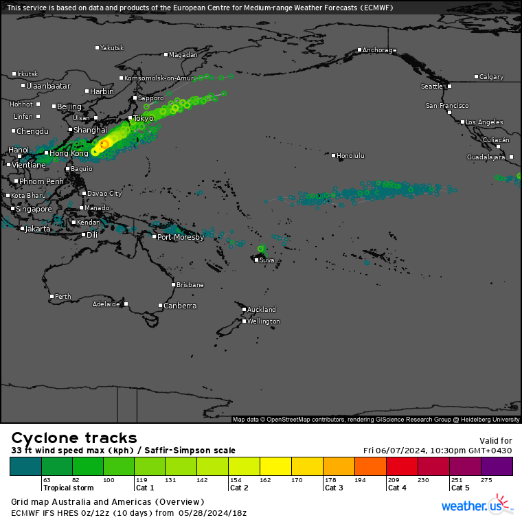 Typhoon 01W(EWINIAR) peaked at 95 Knots/CAT 2 US// ECMWF 10 Day Storm Tracks// 3 Week TC Formation Probability//2909utc